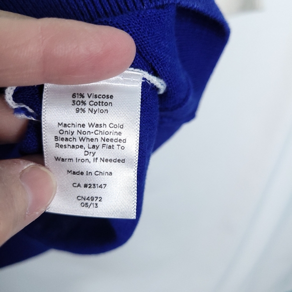 TALBOTS Dolman Sleeve White/Blue Sheer Sweater Women's MEDIUM PETITE (NWT) - Picture 11 of 12